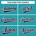 Team name font options for Custom Aqua Navy-White Jacket
