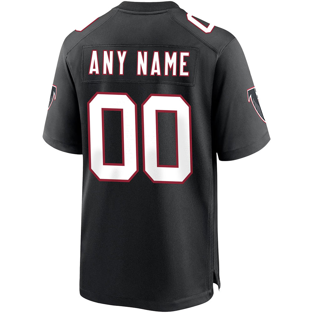 Back view of Custom Atlanta Black Football Jersey with Any Name and Number By Athletrio