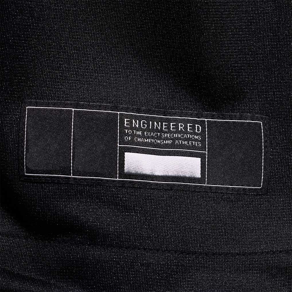 Product details tag of Custom Atlanta Black Football Jersey showing stitched logos, fabric and customization options By Athletrio