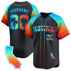 Angled view of Custom Black Alternate California Beach Baseball Jersey – Designed By Athletrio