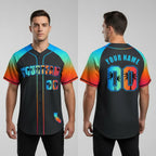 Front and back view of Custom Black Alternate California Beach Baseball Jersey with Personalized Name and Number – Athletrio