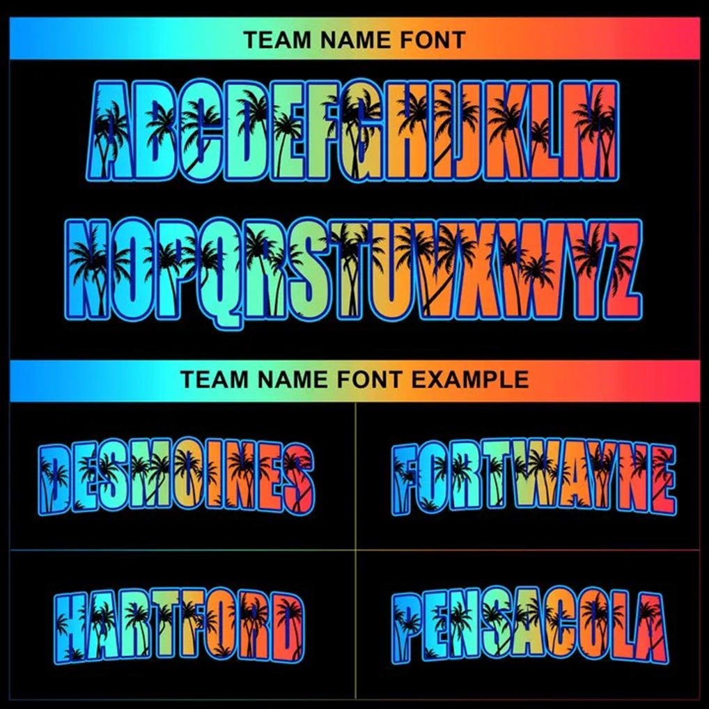 Team name font options for Custom Black Alternate California Beach Baseball Jersey