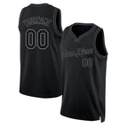 Angled view of Custom Black Black-Gray Throwback Basketball Jersey – Designed By Athletrio