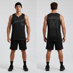 Front and back view of Custom Black Black-Gray Throwback Basketball Jersey with Personalized Name and Number – Athletrio