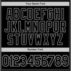Player name and number font options for Custom Black Black-Gray Throwback Basketball Jersey