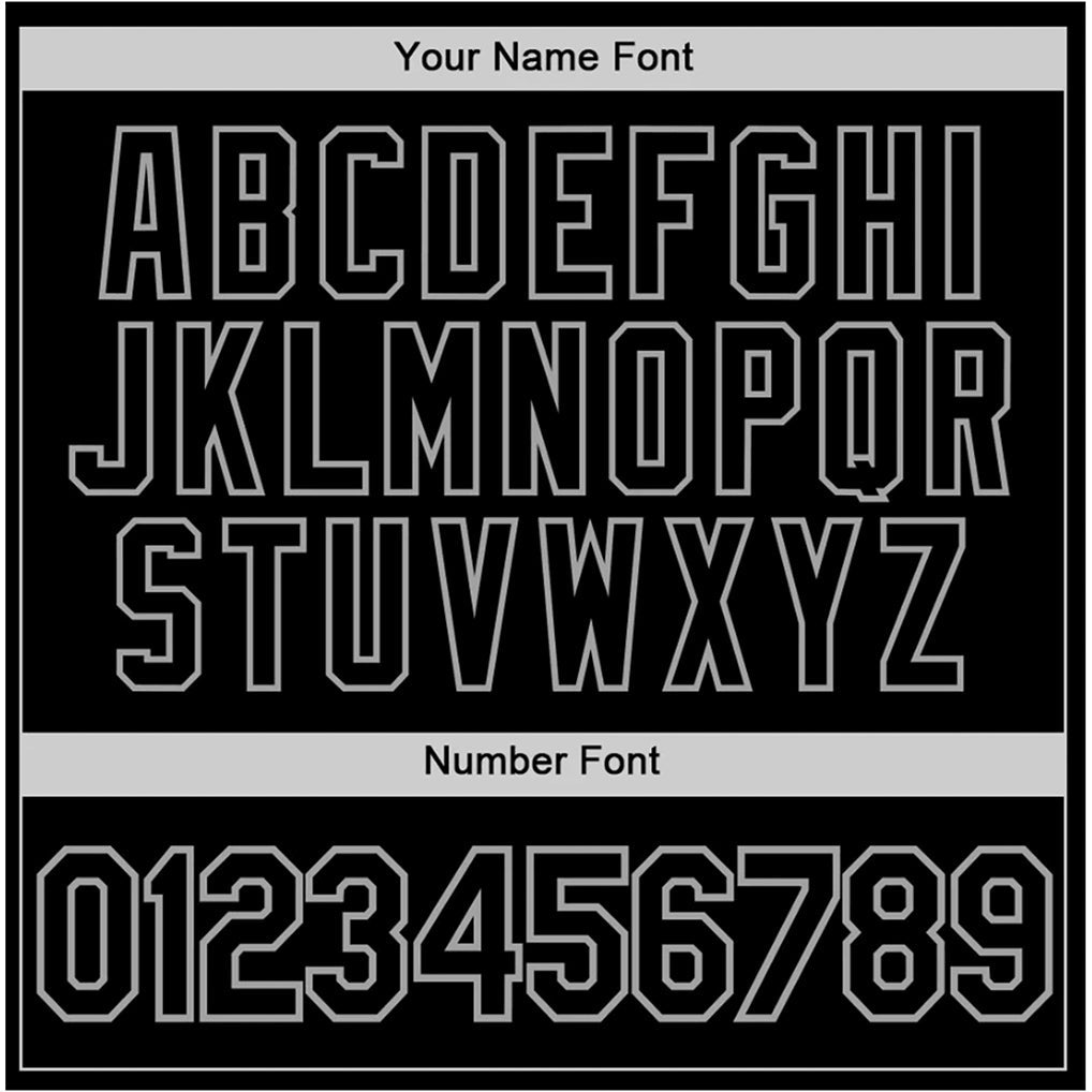 Player name and number font options for Custom Black Black-Gray Throwback Basketball Jersey