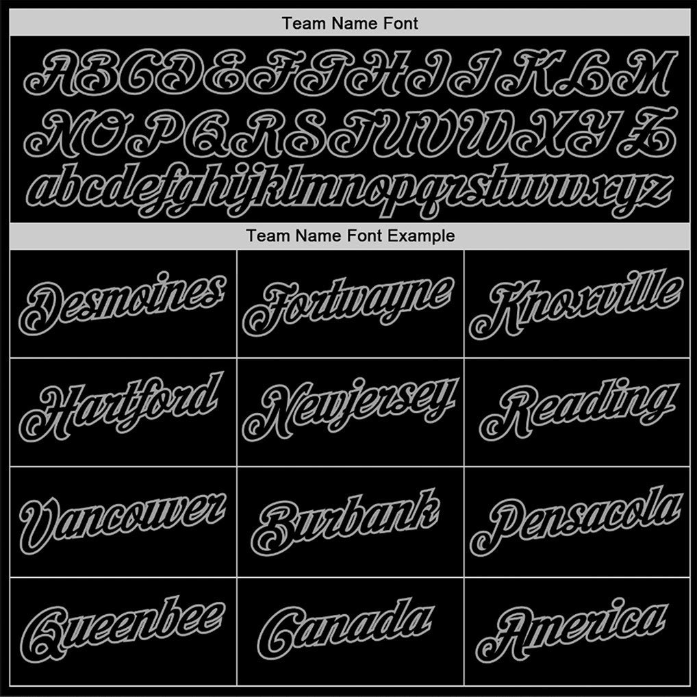 Team name font options for Custom Black Black-Gray Throwback Basketball Jersey