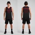 Front and back view of Custom Black Black-Red Throwback Basketball Jersey with Personalized Name and Number – Athletrio