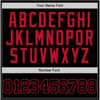 Player name and number font options for Custom Black Black-Red Throwback Basketball Jersey