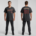 Front and back view of Custom Black Crimson-Cream Baseball Jersey with Personalized Name and Number – Athletrio