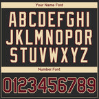 Player name and number font options for Custom Black Crimson-Cream Baseball Jersey