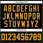 Player name and number font options for Custom Black Gold Baseball Jersey