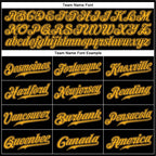 Team name font options for Custom Black Gold Baseball Jersey