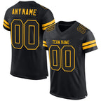 Angled view of Custom Black Gold Mesh Football Jersey – Designed By Athletrio