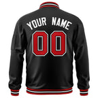 Back view of Custom Black Red Jacket with Any Name and Number By Athletrio