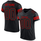 Angled view of Custom Black Red Mesh Football Jersey – Designed By Athletrio