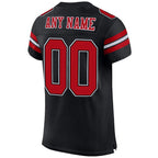 Back view of Custom Black Red-White Mesh Football Jersey with Any Name and Number By Athletrio