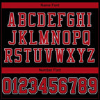 Player name and number font options for Custom Black Red-White Mesh Football Jersey