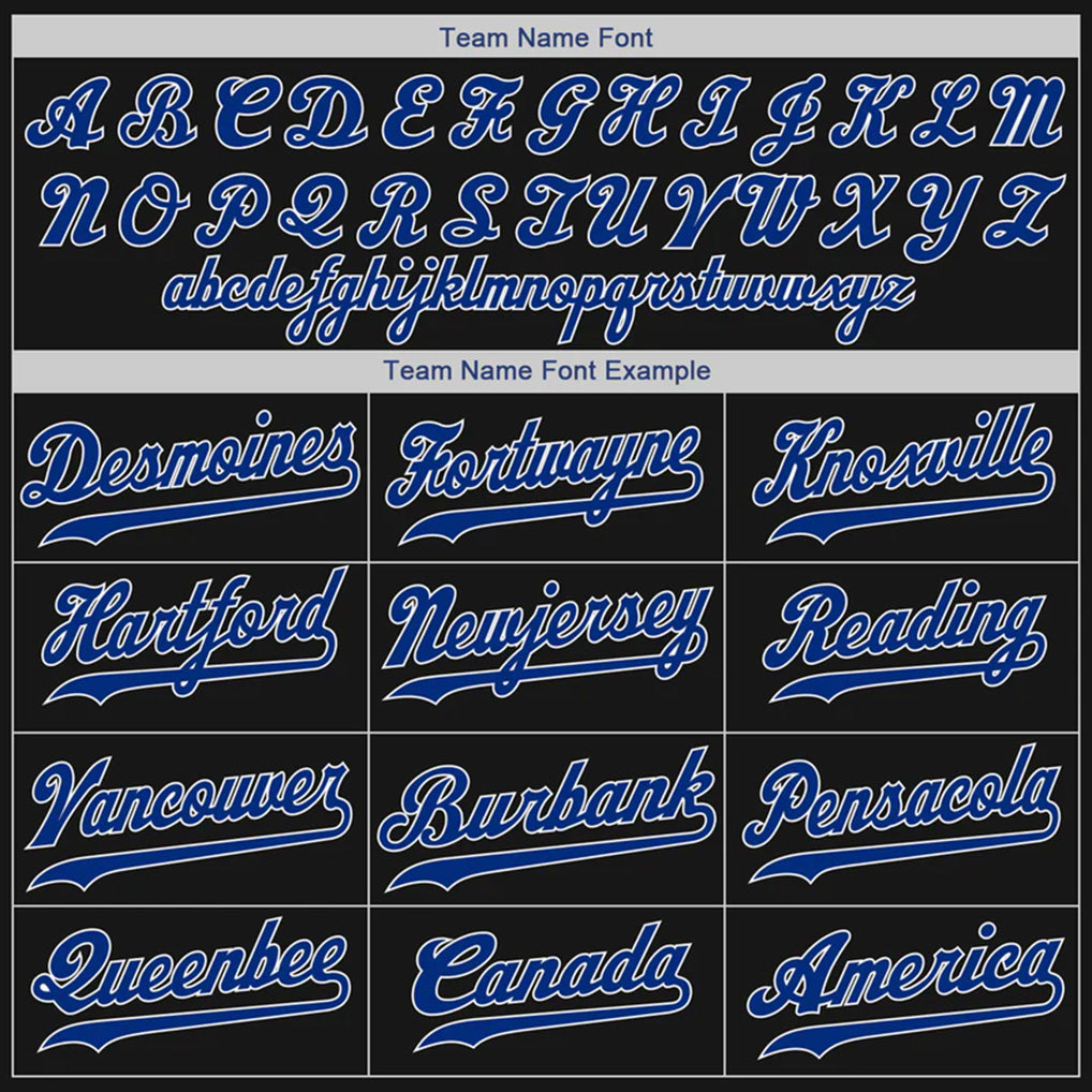 Team name font options for Custom Black Royal-Red Sports Hoodie