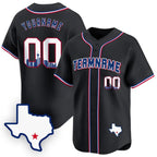 Angled view of Custom Black Royal San Antonio Baseball Jersey – Designed By Athletrio