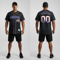 Front and back view of Custom Black Royal San Antonio Baseball Jersey with Personalized Name and Number – Athletrio