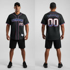 Front and back view of Custom Black Royal San Antonio Baseball Jersey with Personalized Name and Number – Athletrio