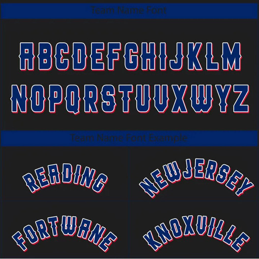 Team name font options for Custom Black Royal San Antonio Baseball Jersey