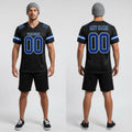 Front and back view of Custom Black Royal-White Mesh Football Jersey with Personalized Name and Number – JerseyEdge