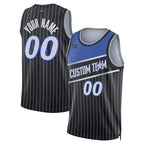 Angled view of Custom Black Swingman Basketball Jersey – Designed By Athletrio