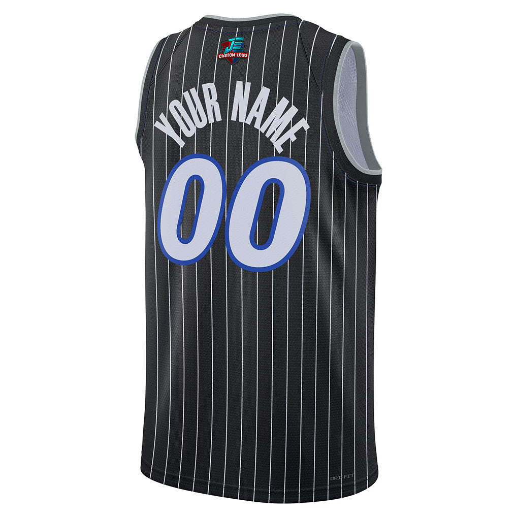 Back view of Custom Black Swingman Basketball Jersey with Any Name and Number By Athletrio