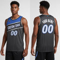 Front and back view of Custom Black Swingman Basketball Jersey with Personalized Name and Number – Athletrio