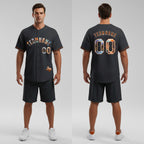 Front and back view of Custom Black Texas Art Baseball Jersey with Personalized Name and Number – JerseyEdge