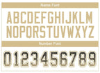 Player name and number font options for Custom Black Vegas Gold-White Drift Football Jersey