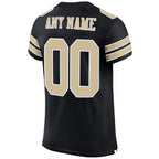 Back view of Custom Black Vegas Gold-White Mesh Football Jersey with Any Name and Number By Athletrio