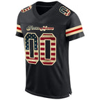Close-up detail of Custom Black Vintage USA Flag-Cream Football Jersey Made By Athletrio
