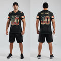 Front and back view of Custom Black Vintage USA Flag-Cream Football Jersey with Personalized Name and Number – Athletrio