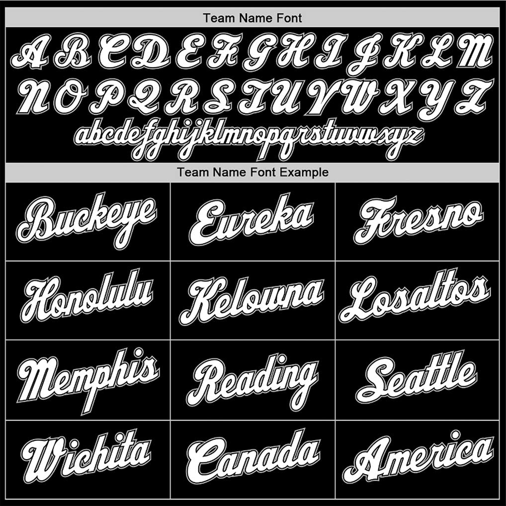Team name font options for Custom Black White-Gray Round Neck Basketball Jersey