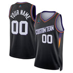 Angled view of Custom Black White Swingman Statement Edition Basketball Jersey – Designed By Athletrio