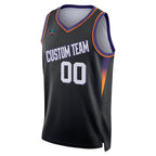 Close-up detail of Custom Black White Swingman Statement Edition Basketball Jersey Made By Athletrio