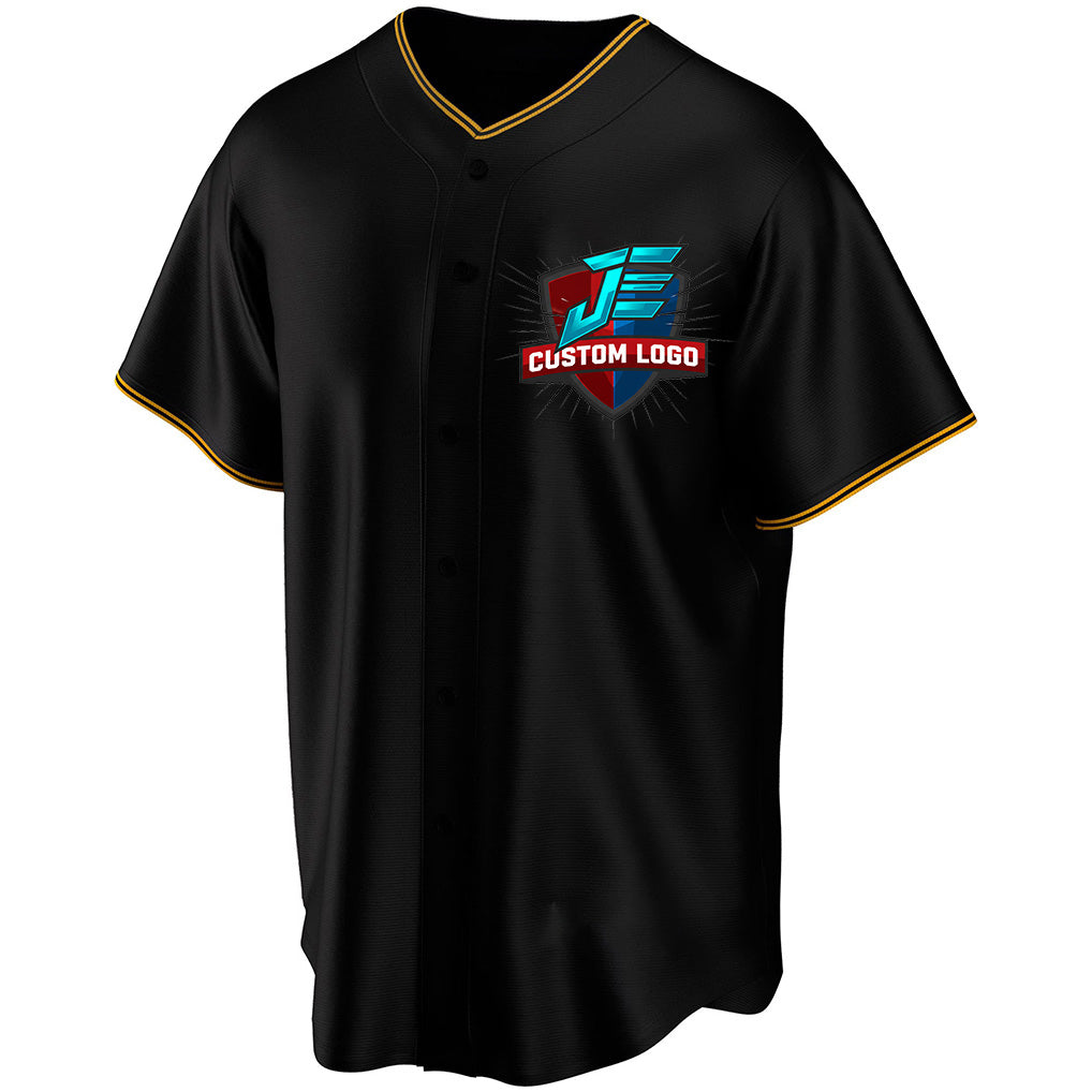 Close-up detail of Custom Black-Yellow Baseball Jersey Made By Athletrio