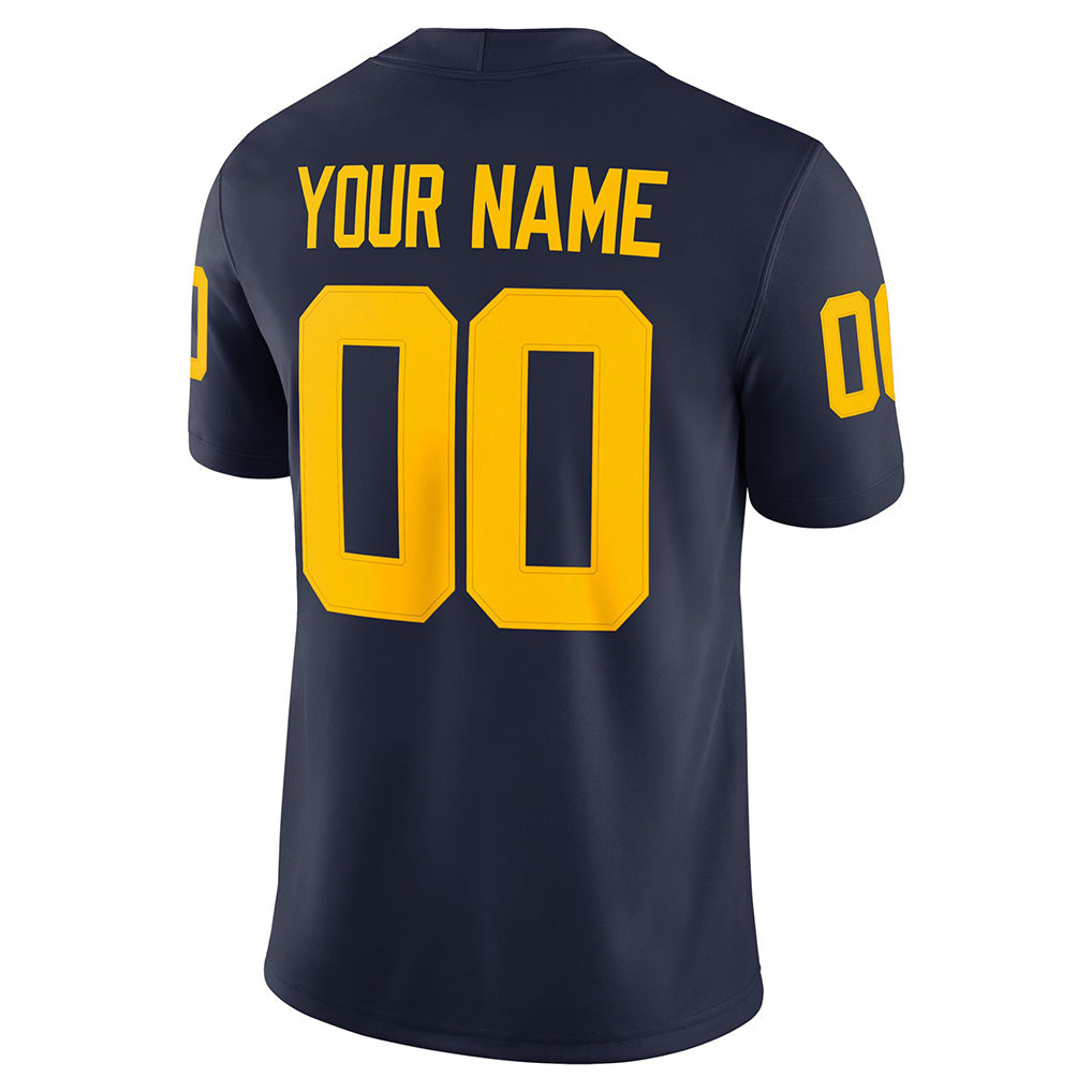 Back view of Custom Black-Yellow College Football Game Jersey with Any Name and Number By Athletrio
