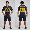 Front and back view of Custom Black-Yellow College Football Game Jersey with Personalized Name and Number – Athletrio