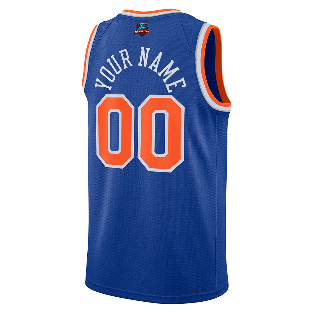 Back view of Custom Blue Swingman Basketball Jersey with Any Name and Number By Athletrio