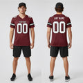 Front and back view of Custom Burgundy White-Black Mesh Football Jersey with Personalized Name and Number – Athletrio
