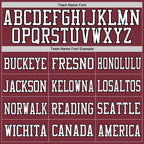 Team name font options for Custom Burgundy White-Black Mesh Football Jersey