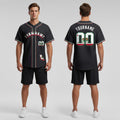 Front and back view of Custom California Rock Climbing Black Baseball Jersey with Personalized Name and Number – Athletrio