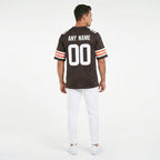 Front and back view back of Custom Cleveland Brown Football Jersey with Personalized Name and Number – Athletrio