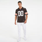 Front and back view of Custom Cleveland Brown Football Jersey with Personalized Name and Number – Athletrio