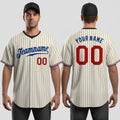 Front and back view of Custom Cream Black Pinstripe Baseball Jersey with Personalized Name and Number – Athletrio