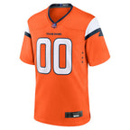 Close-up detail of Custom Denver Orange Football Jersey Neckline Made By Athletrio